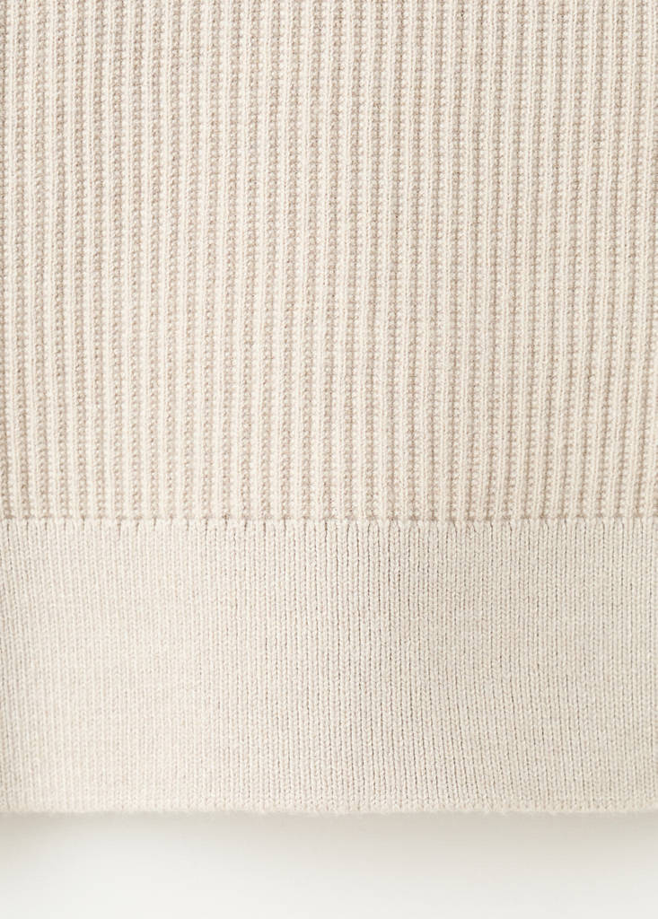 Fine rib-knit cotton sweater — Beige