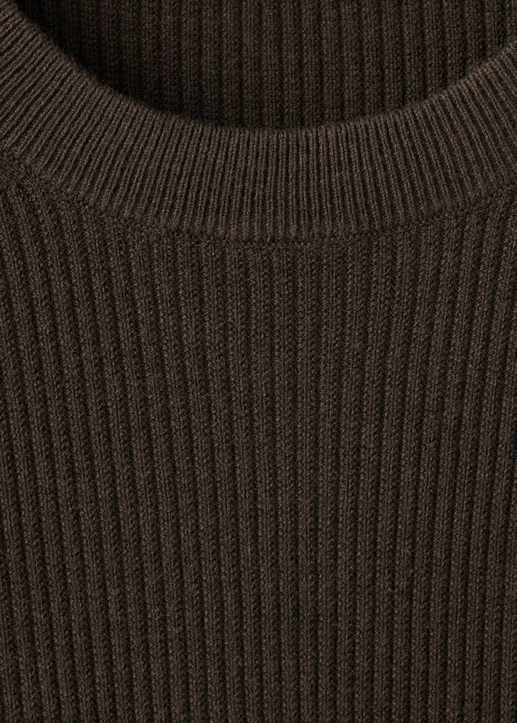 Fine rib-knit cotton sweater — Chocolate