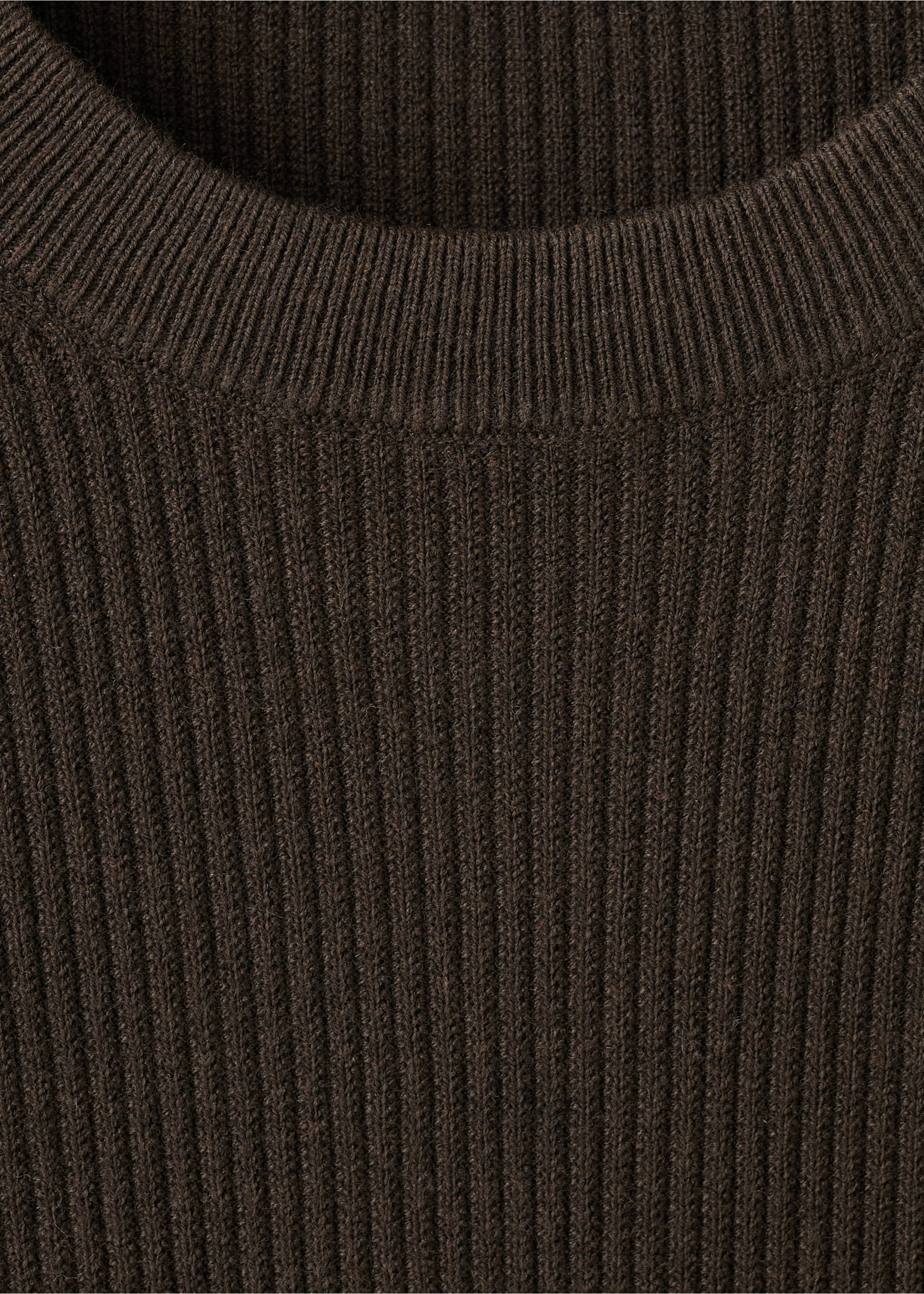 Fine rib-knit cotton sweater - Details of the article 8, Chocolate. Ref: 27031288-00.