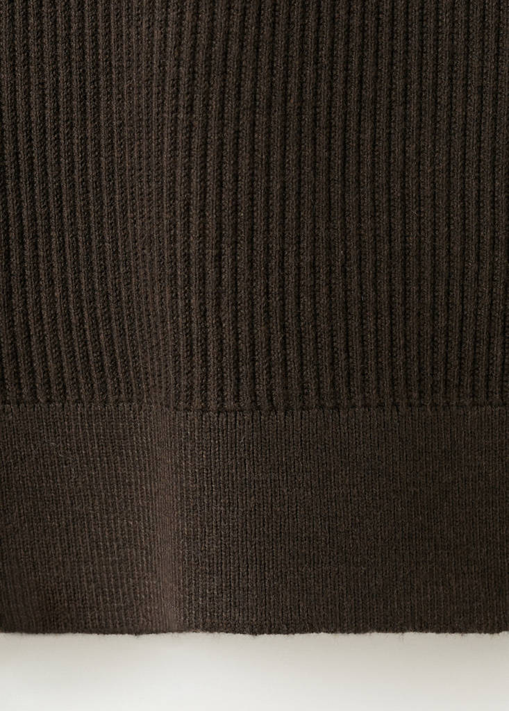 Fine rib-knit cotton sweater — Chocolate