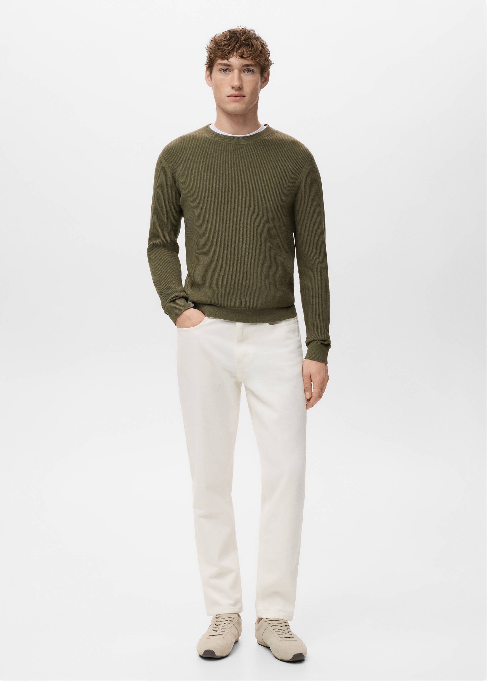 Fine rib-knit cotton sweater - General plane