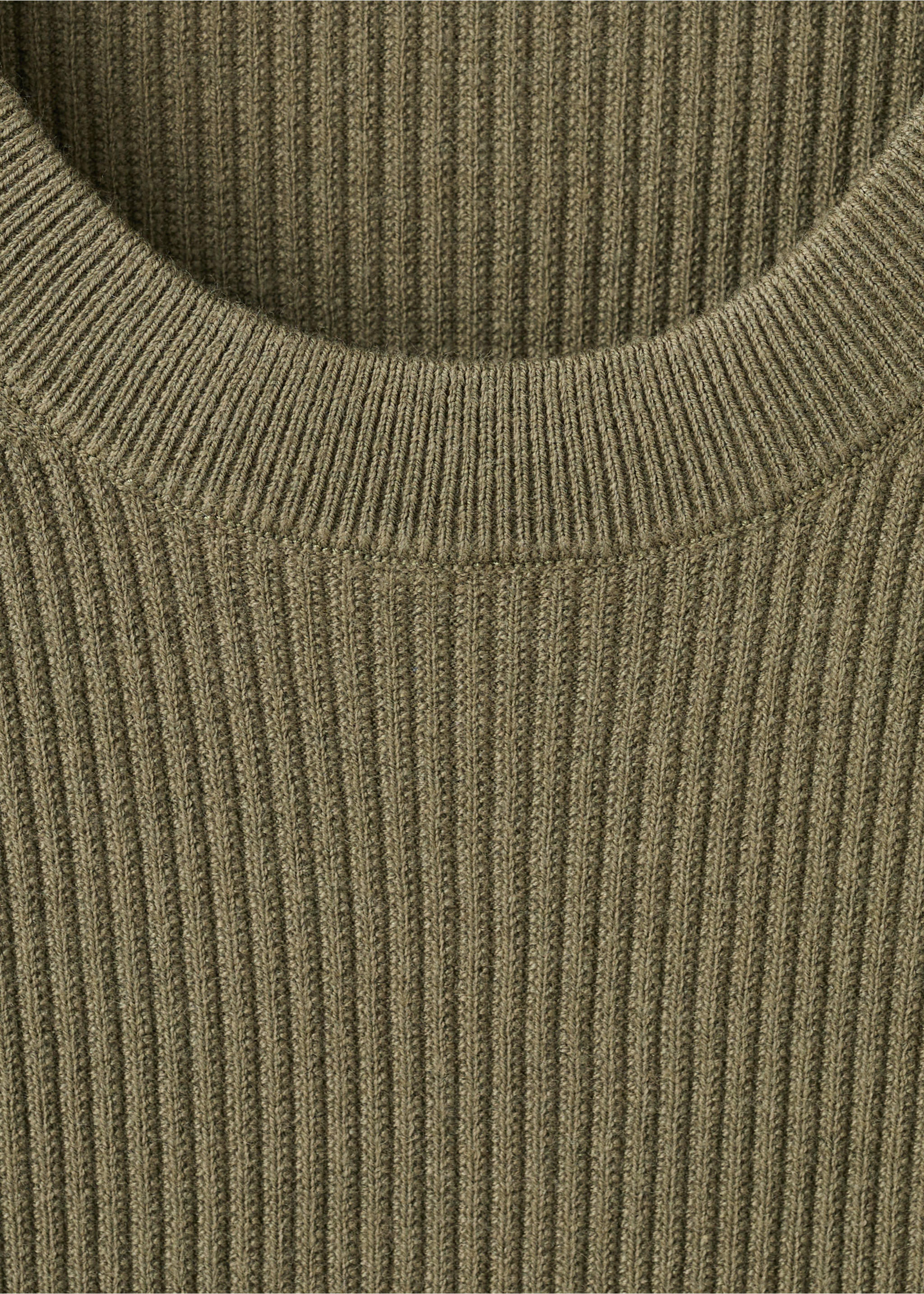 Fine rib-knit cotton sweater - Details of the article 8, Olive Green. Ref: 27031288-00.