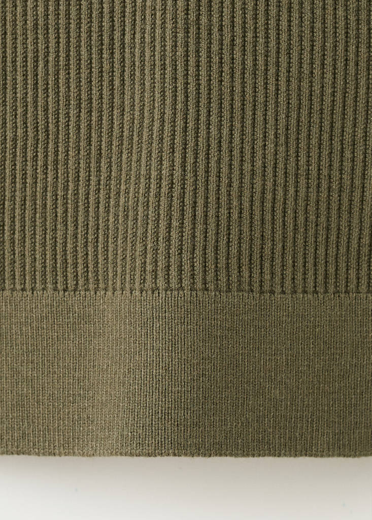 Fine rib-knit cotton sweater — Olive Green