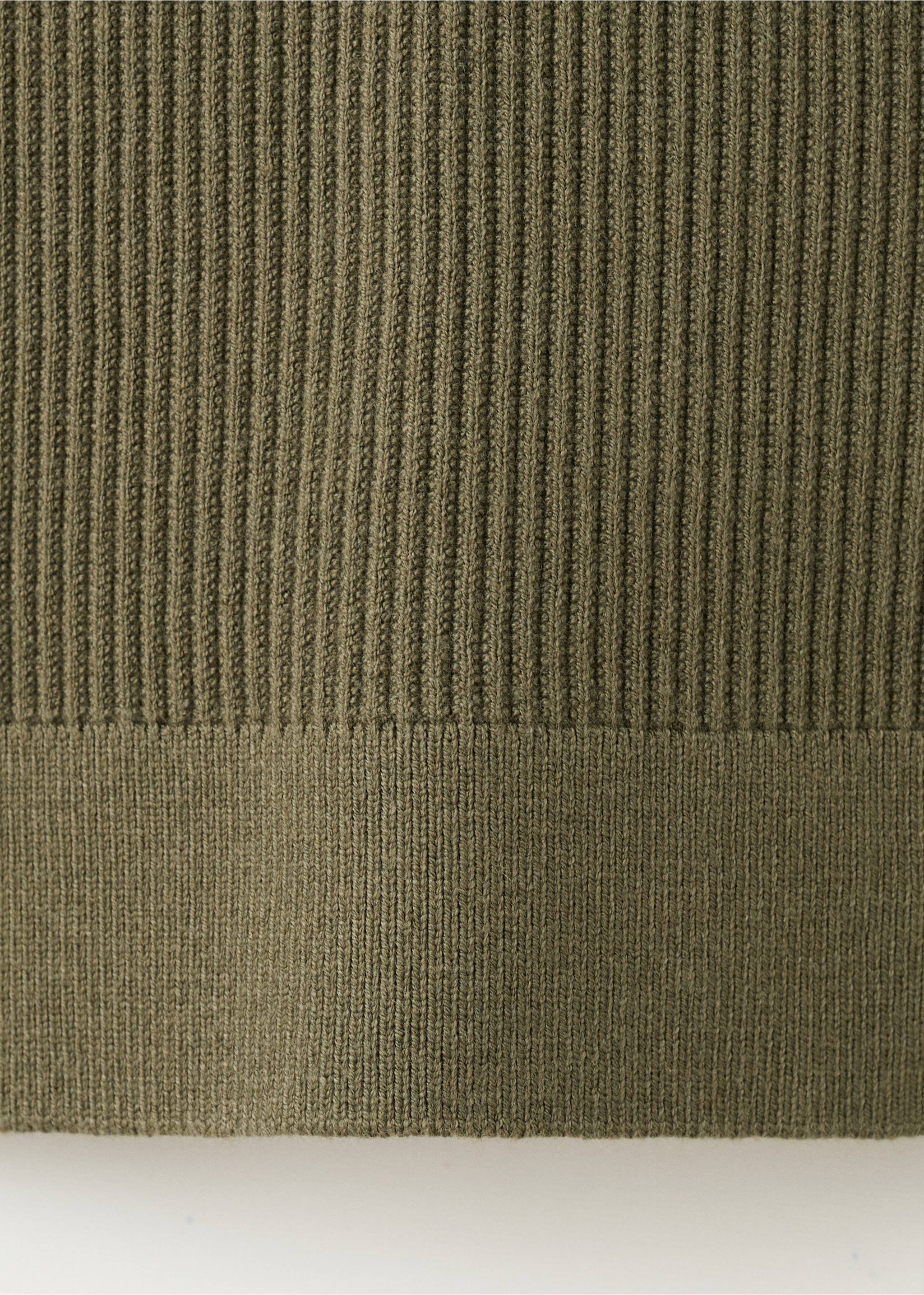 Fine rib-knit cotton sweater - Details of the article 0, Olive Green. Ref: 27031288-00.