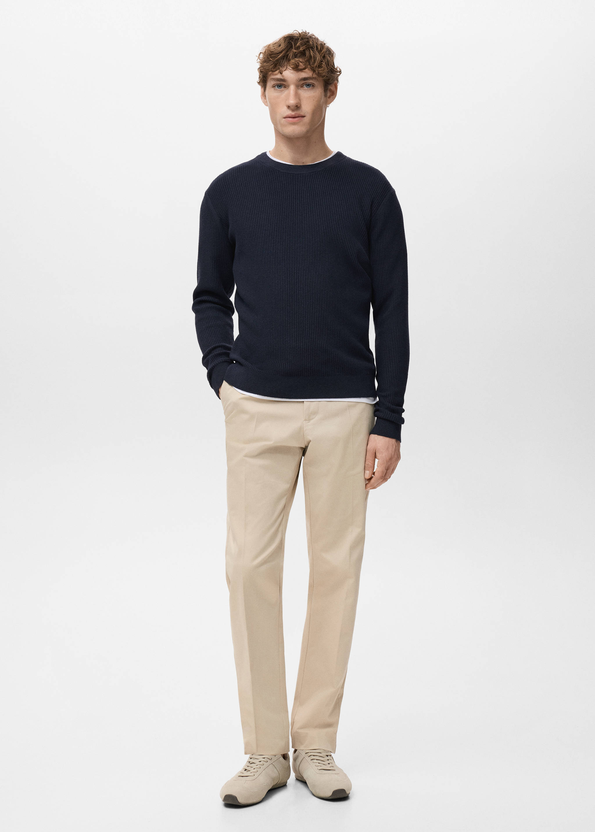 Fine rib-knit cotton sweater - General plane