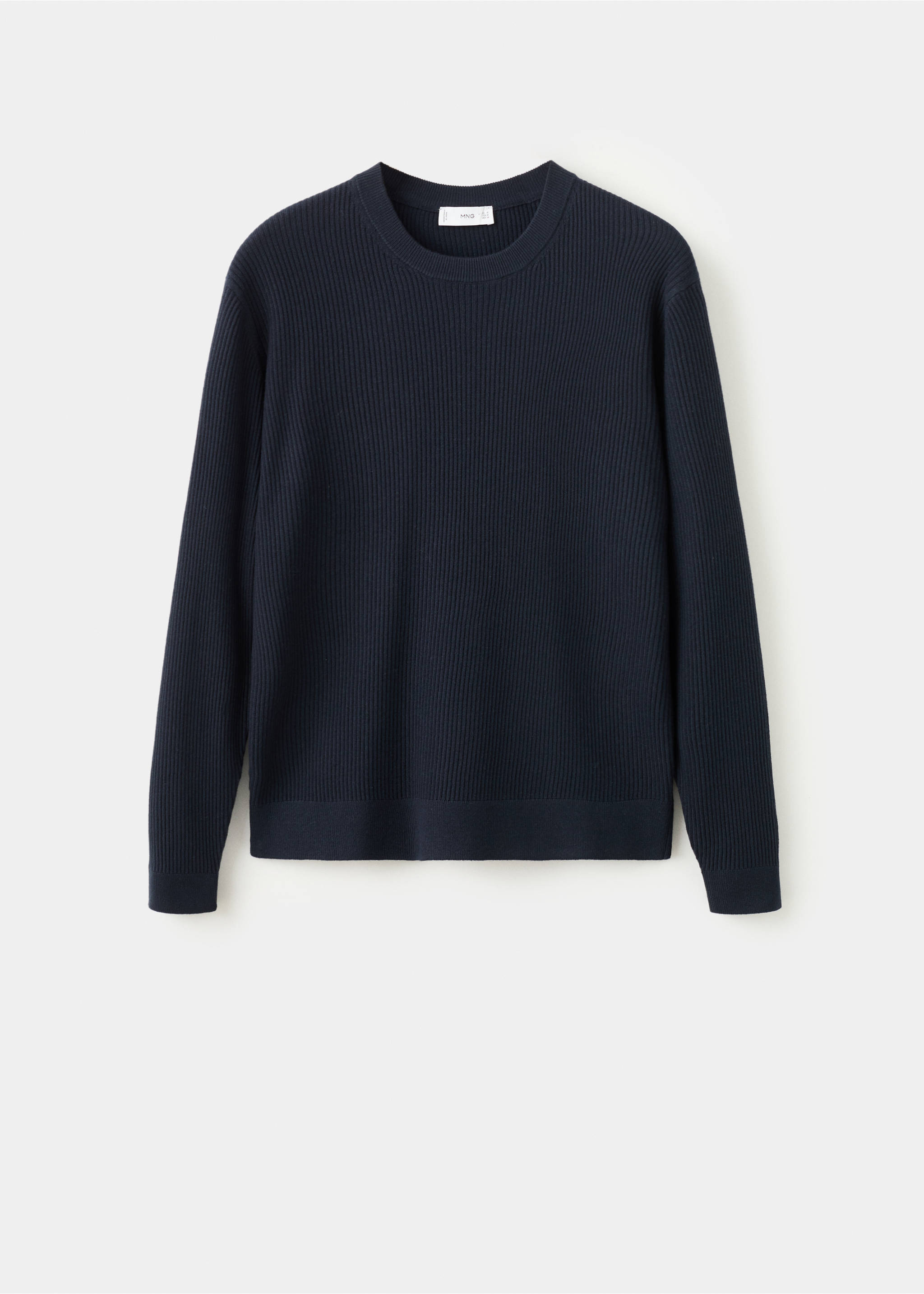 Fine rib-knit cotton sweater - Article without model, Dark Navy. Ref: 27031288-00.