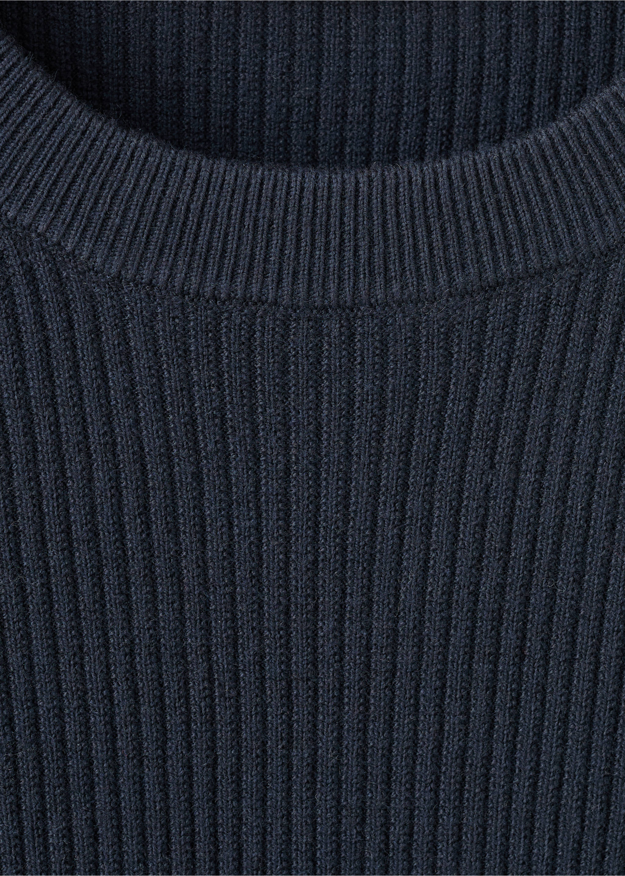 Fine rib-knit cotton sweater - Details of the article 8, Dark Navy. Ref: 27031288-00.
