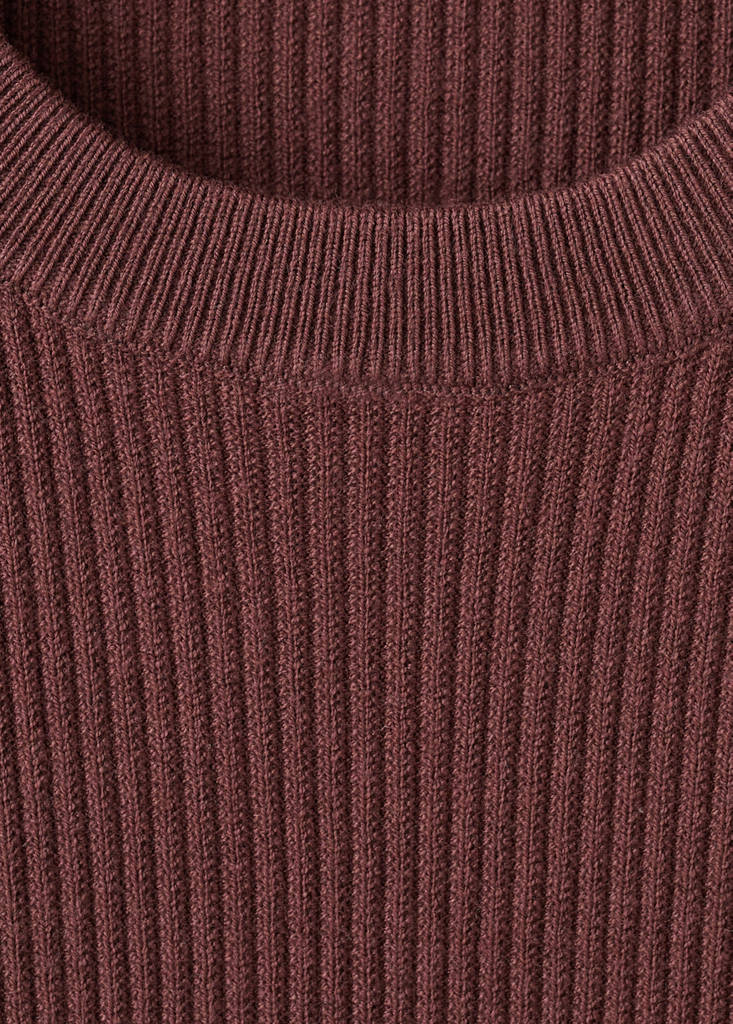 Fine rib-knit cotton sweater — Burgundy
