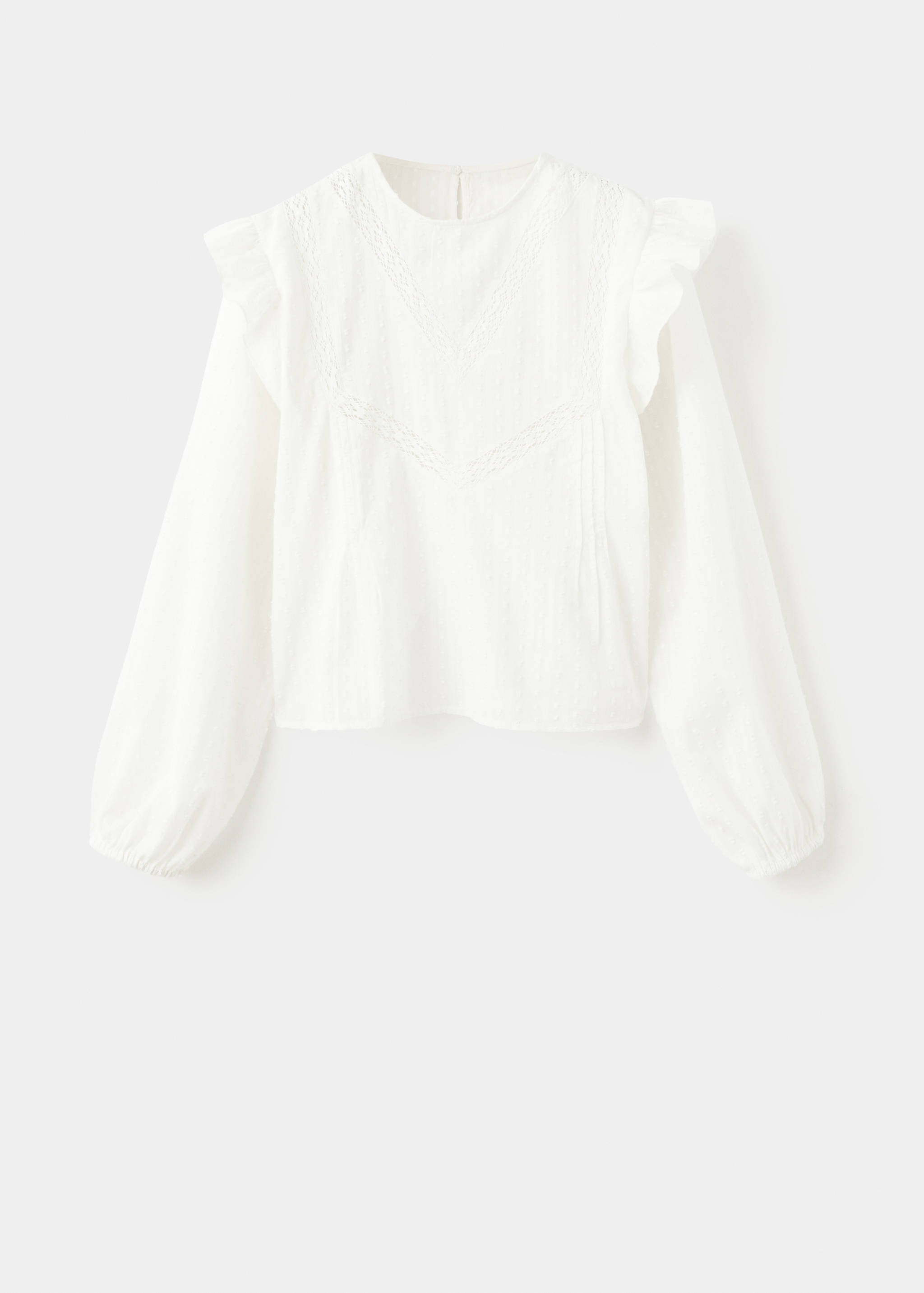 Блузка из полупрозрачной ткани в крапинку, с воланами - Изделие без модели