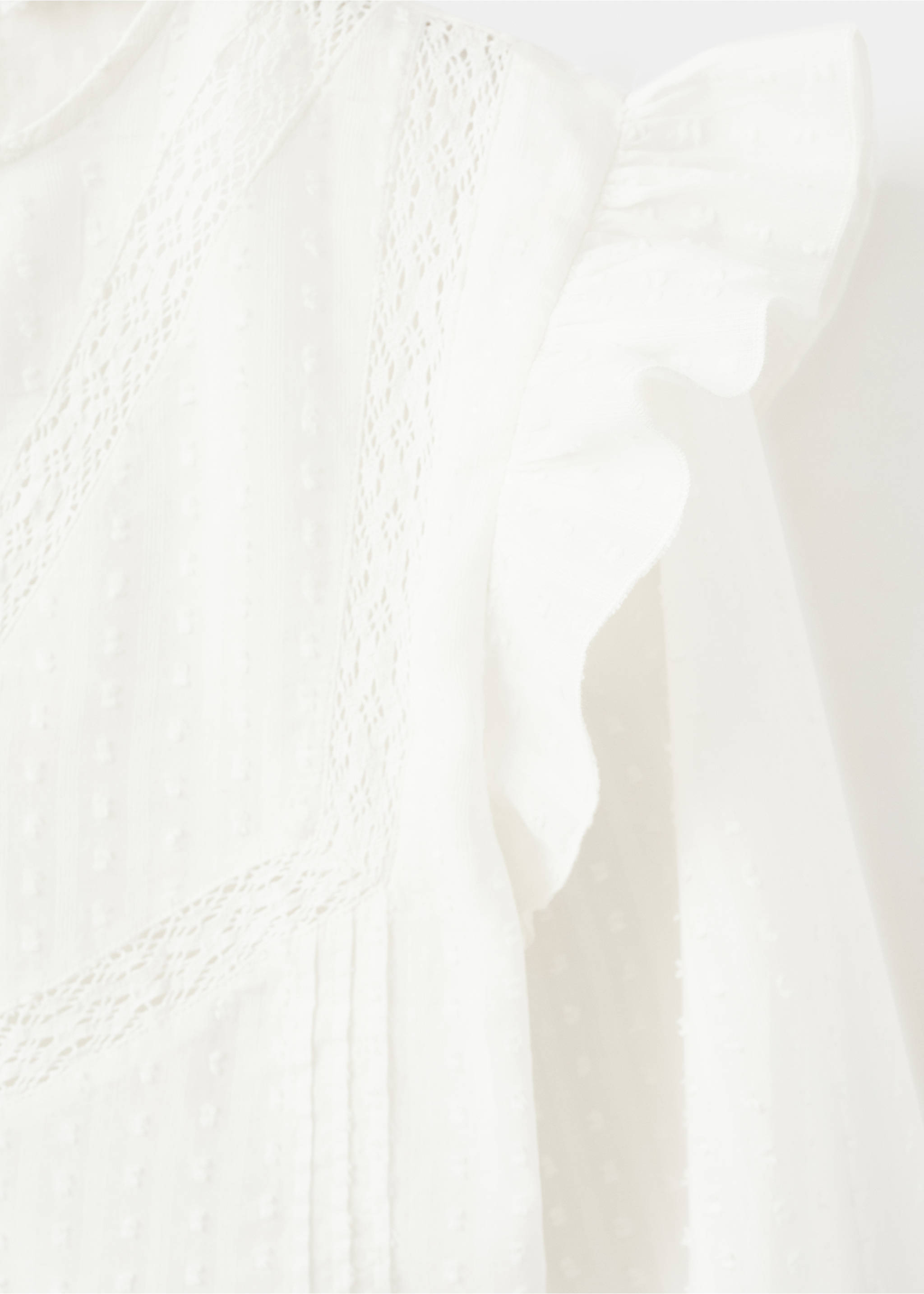 Блузка из полупрозрачной ткани в крапинку, с воланами - Деталь изделия 8, Грязно-белый. Ref: 27031291-00.