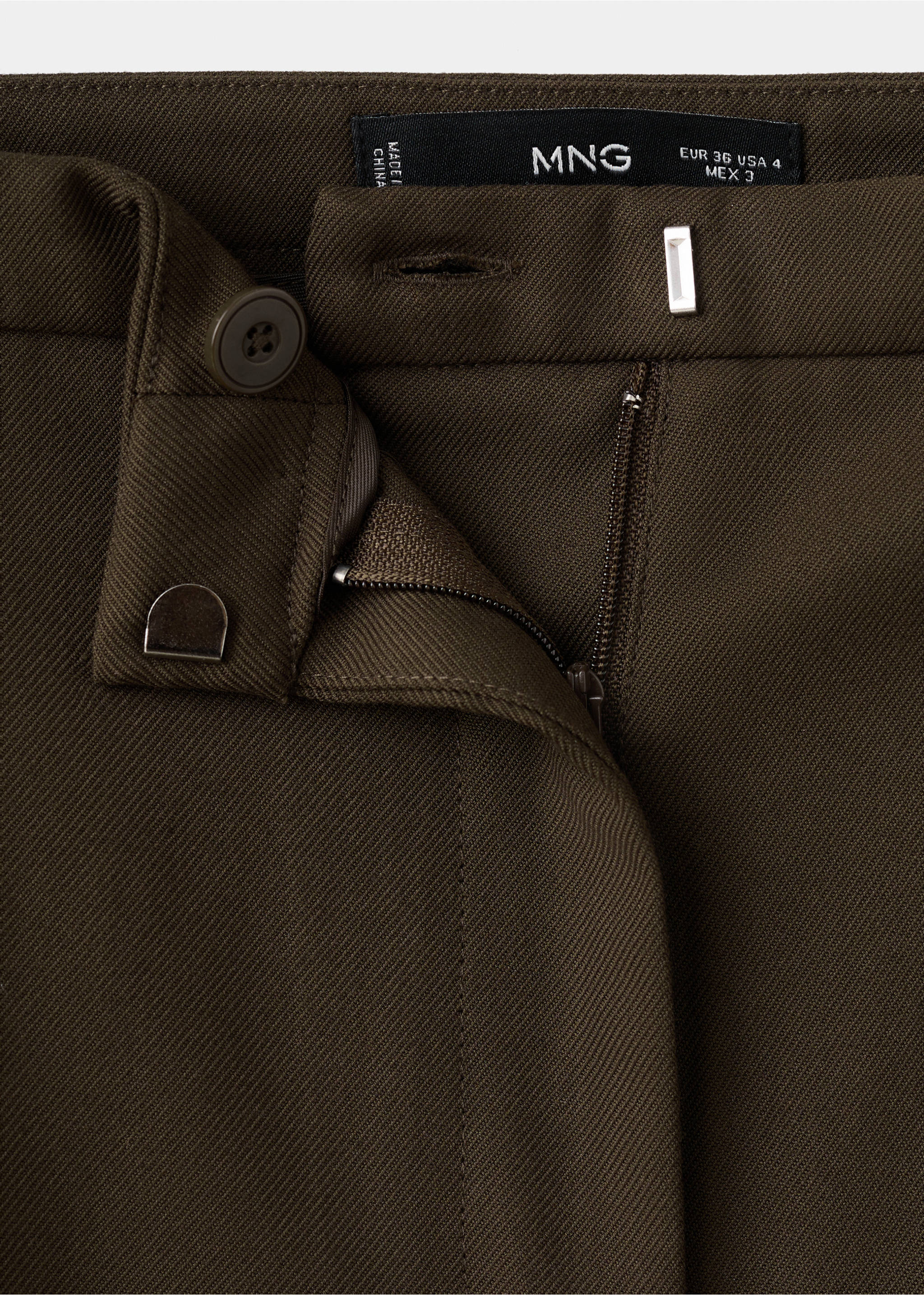 Pantalón wide leg pinzas tiro medio - Detalle del artículo 8, Chocolate. Ref: 27031294-00.