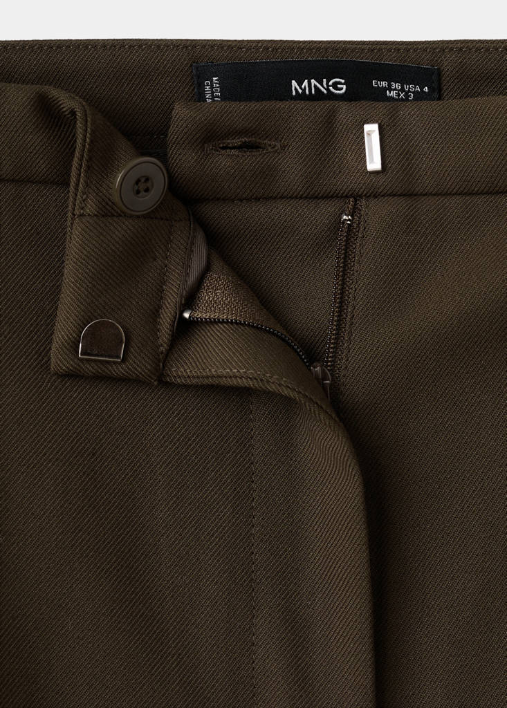 Wide leg mid-rise pleated trousers — Chocolate