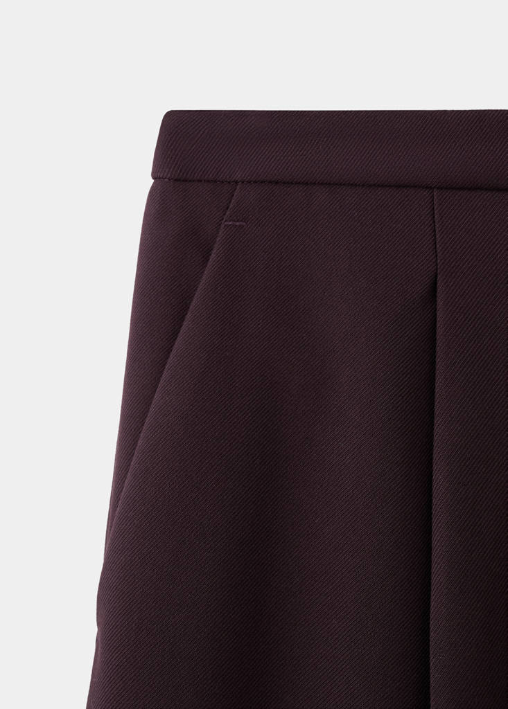 Wide leg mid-rise pleated trousers — Maroon