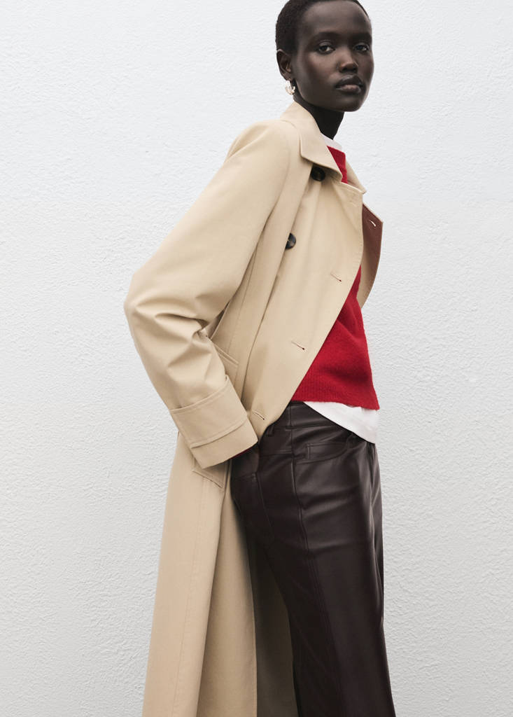 Faux-leather flared trousers — Chocolate