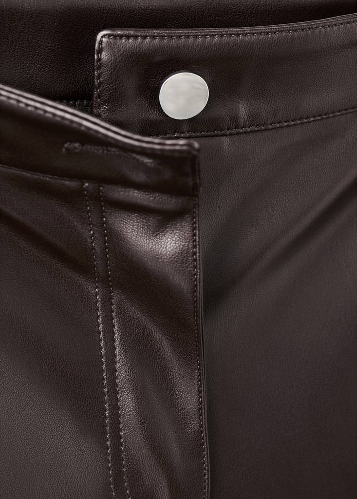 Faux-leather flared trousers — Chocolate