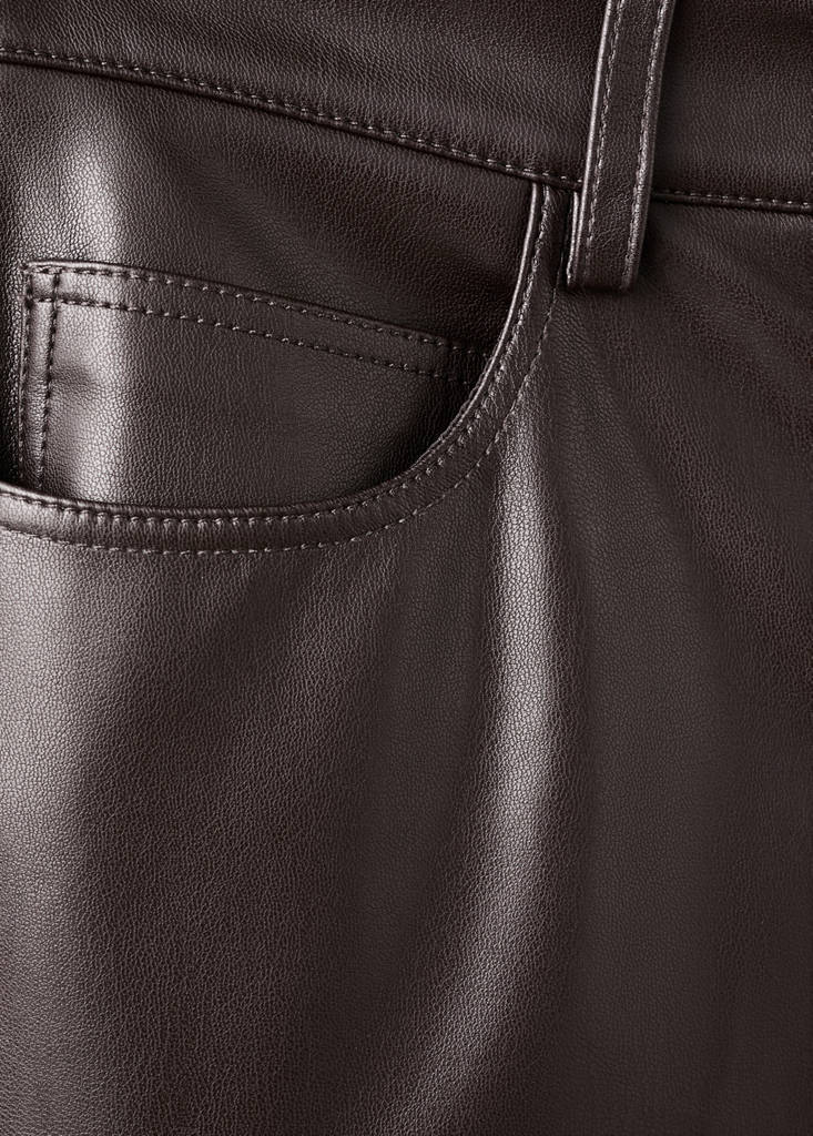 Faux-leather flared trousers — Chocolate