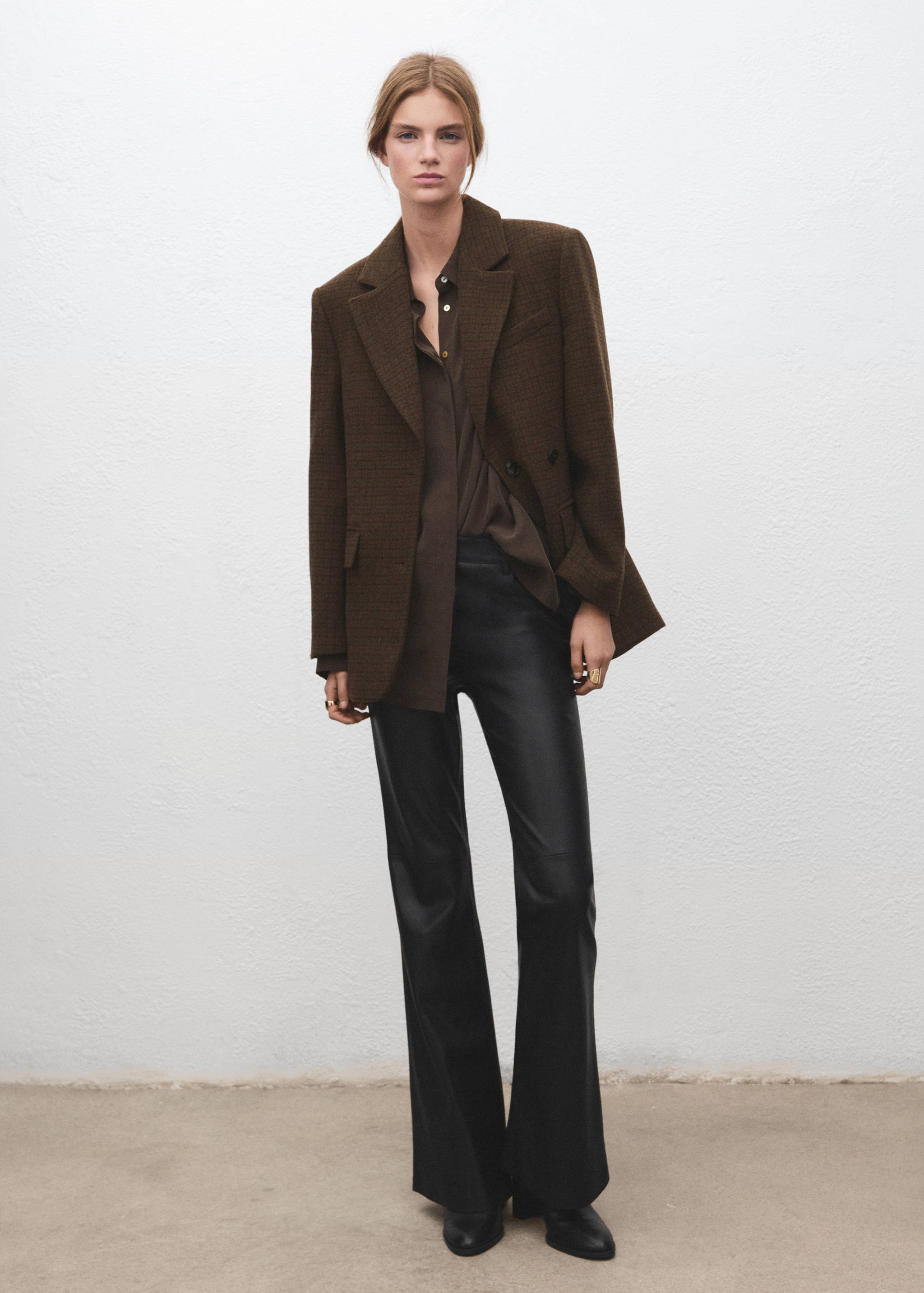 Faux-leather flared trousers - General plane