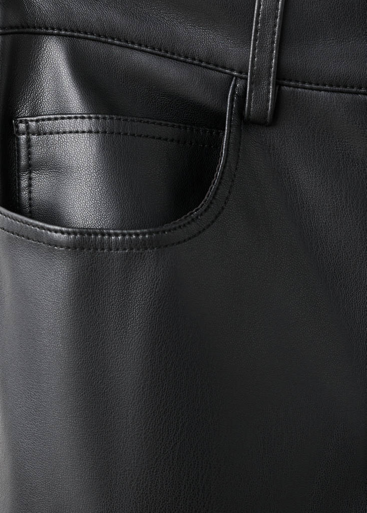 Faux-leather flared trousers — Black