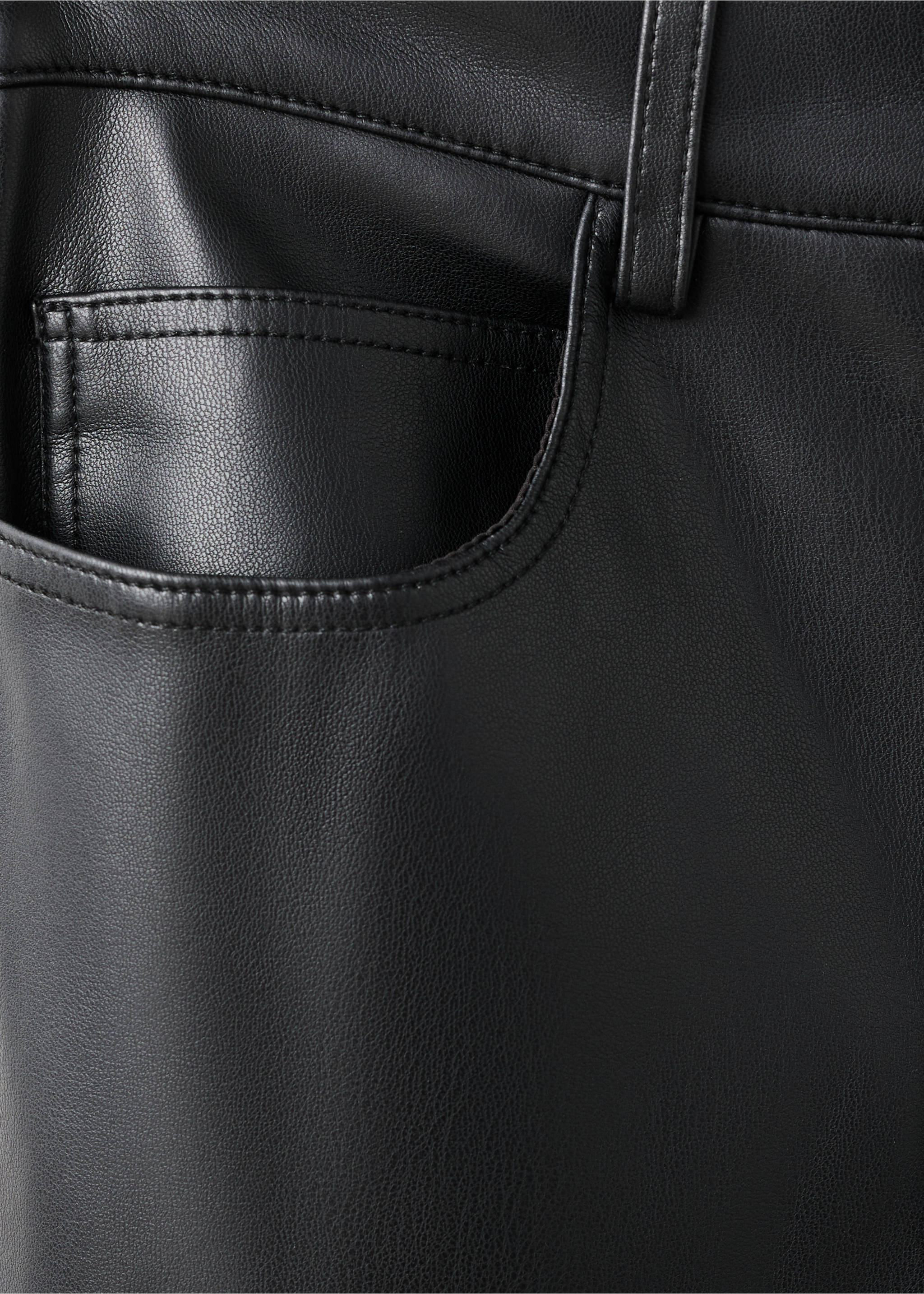 Faux-leather flared trousers - Details of the article 0, Black. Ref: 27031295-00.