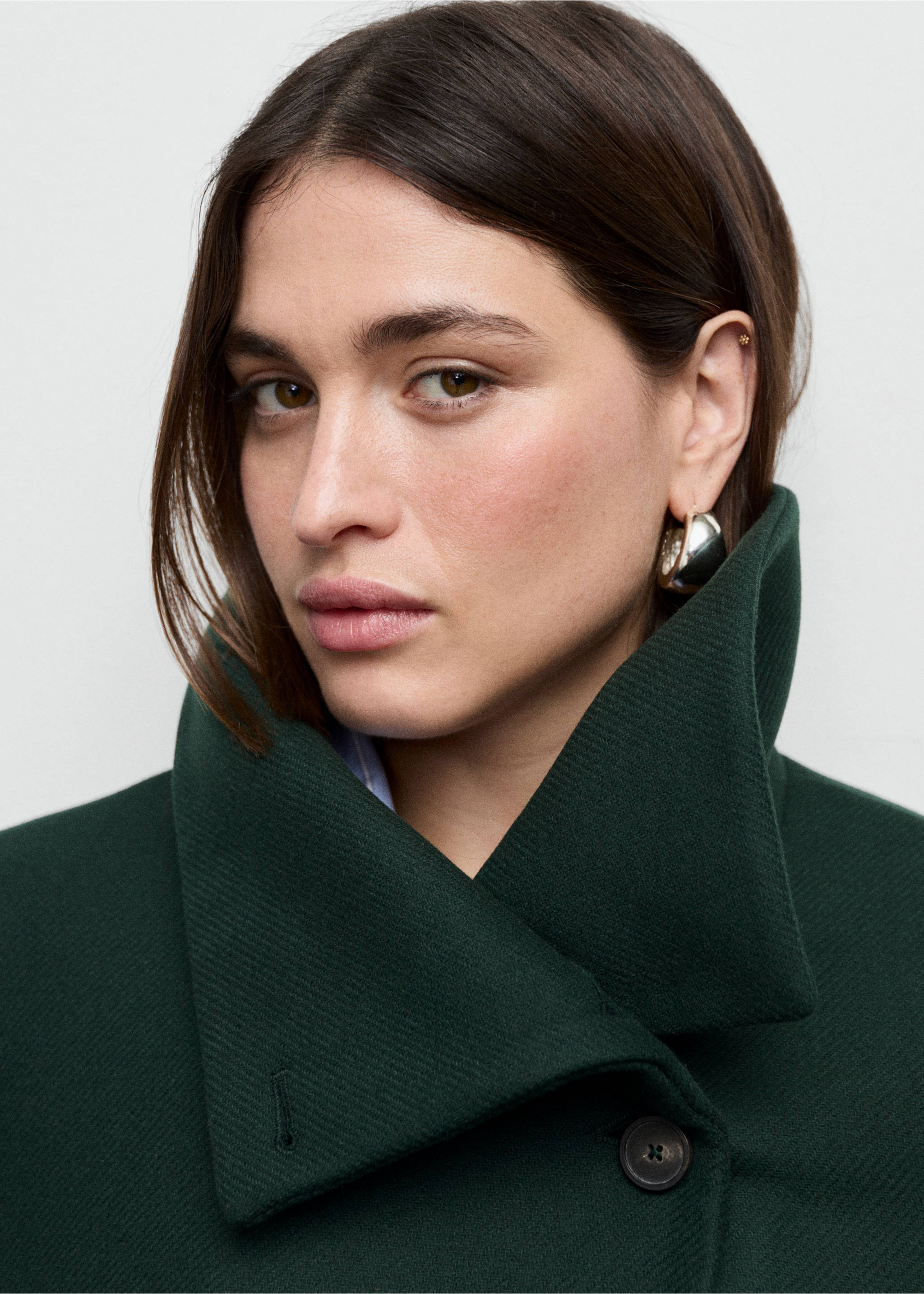 Manteau laine Manteco ceinture - Détail de l'article 4, Vert. Ref: 27031301-00.