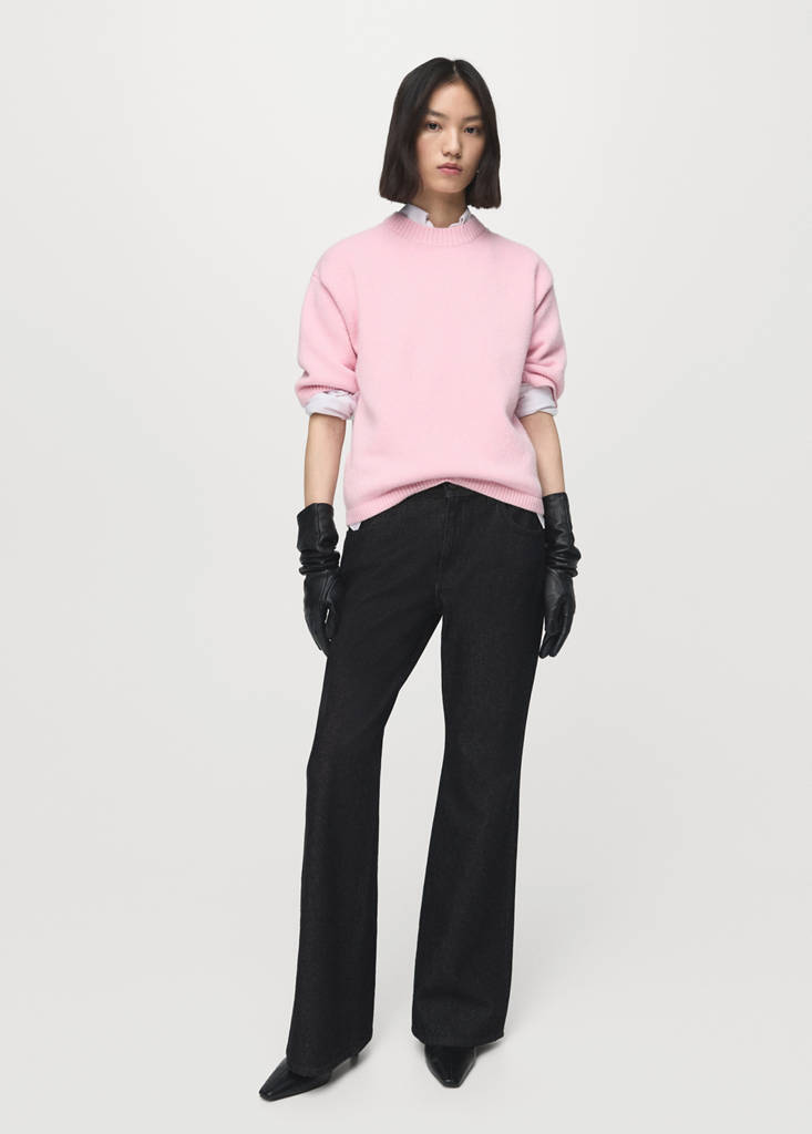 Short-sleeved knitted sweater — Pink