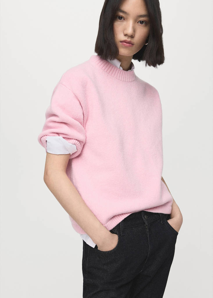 Short-sleeved knitted sweater — Pink