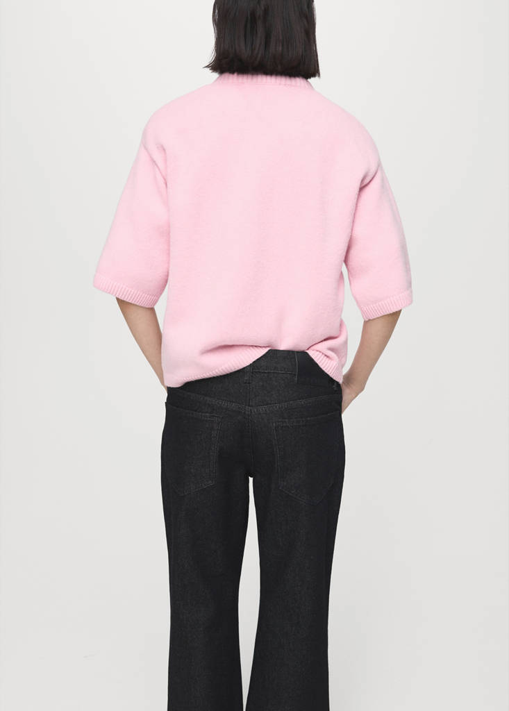 Short-sleeved knitted sweater — Pink