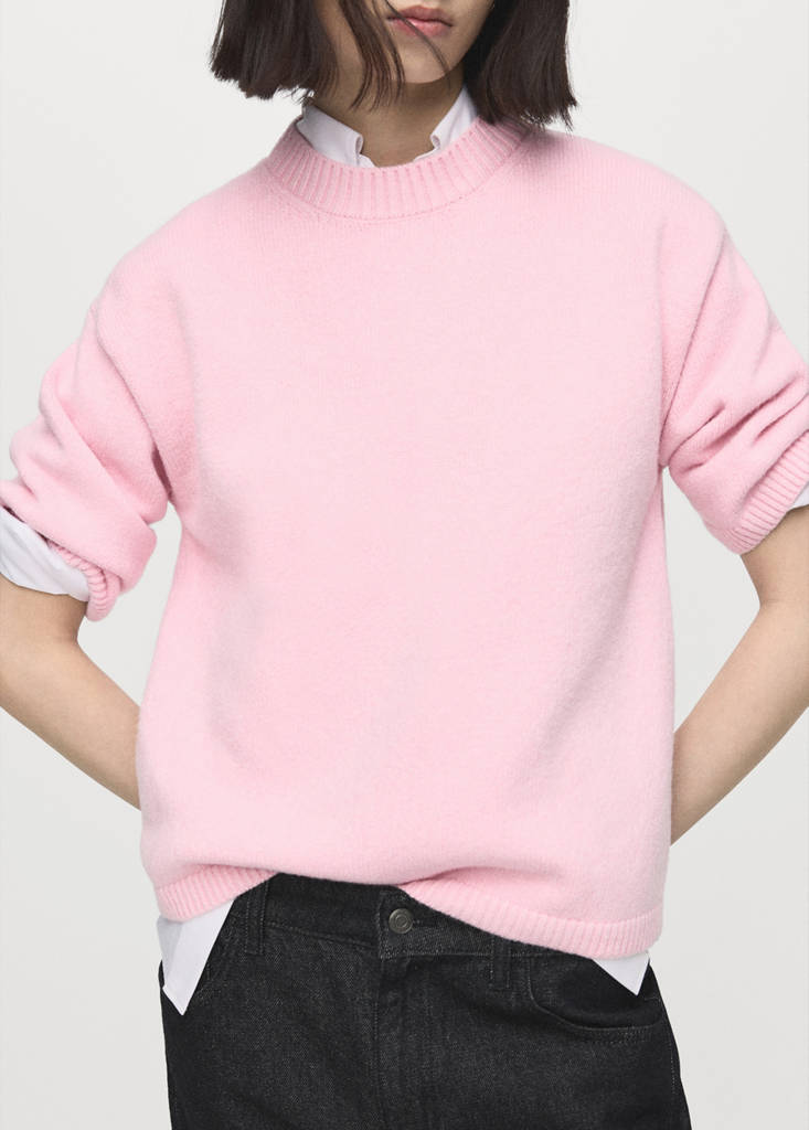 Short-sleeved knitted sweater — Pink