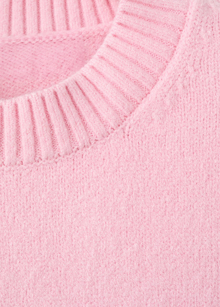 Short-sleeved knitted sweater — Pink