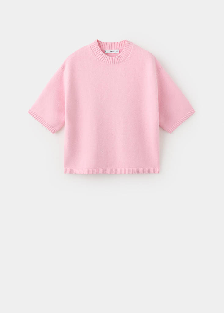Short-sleeved knitted sweater — Pink