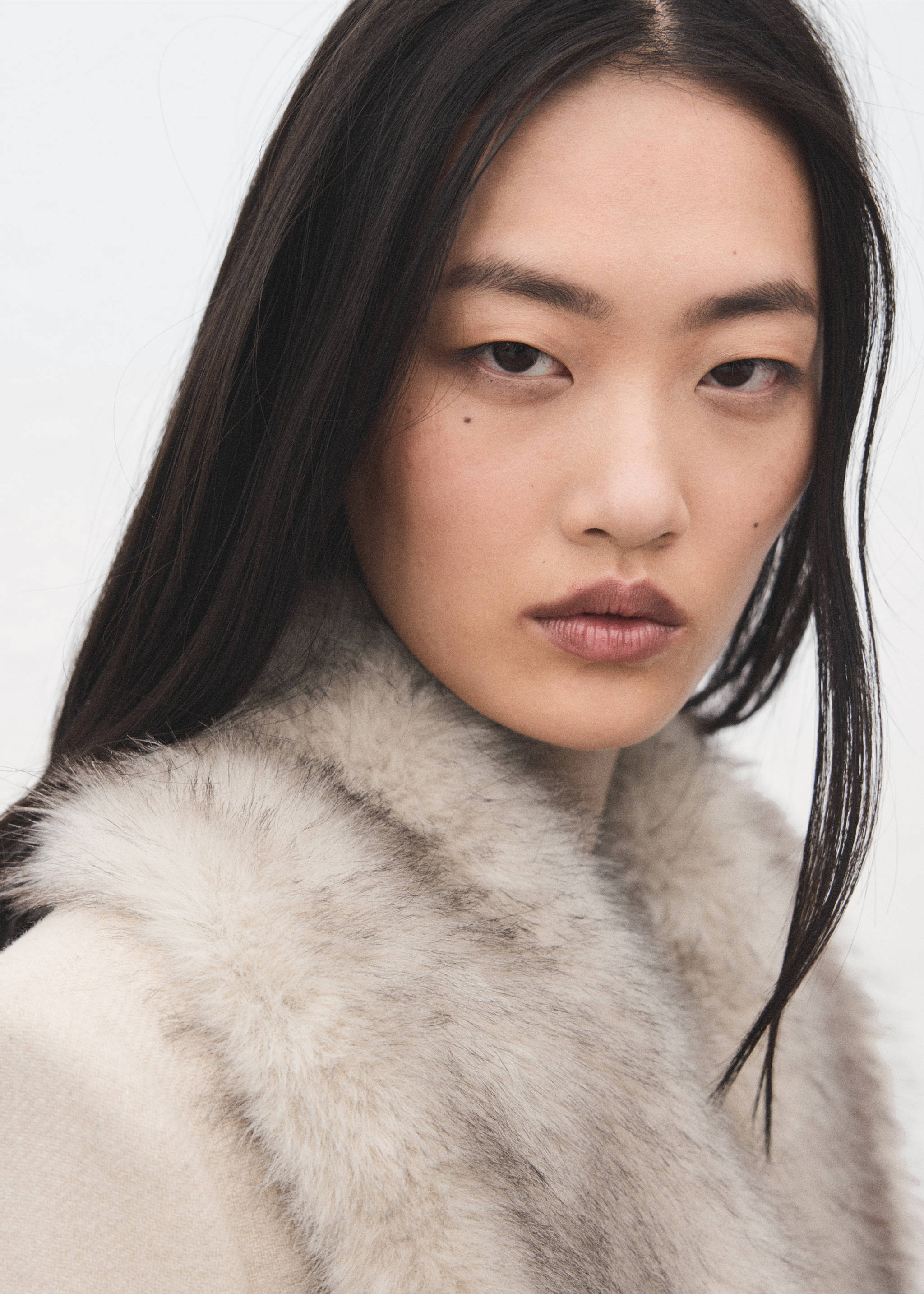 Manteco wool coat with fur collar - Details of the article 1, Light/Pastel Grey. Ref: 27031309-00.