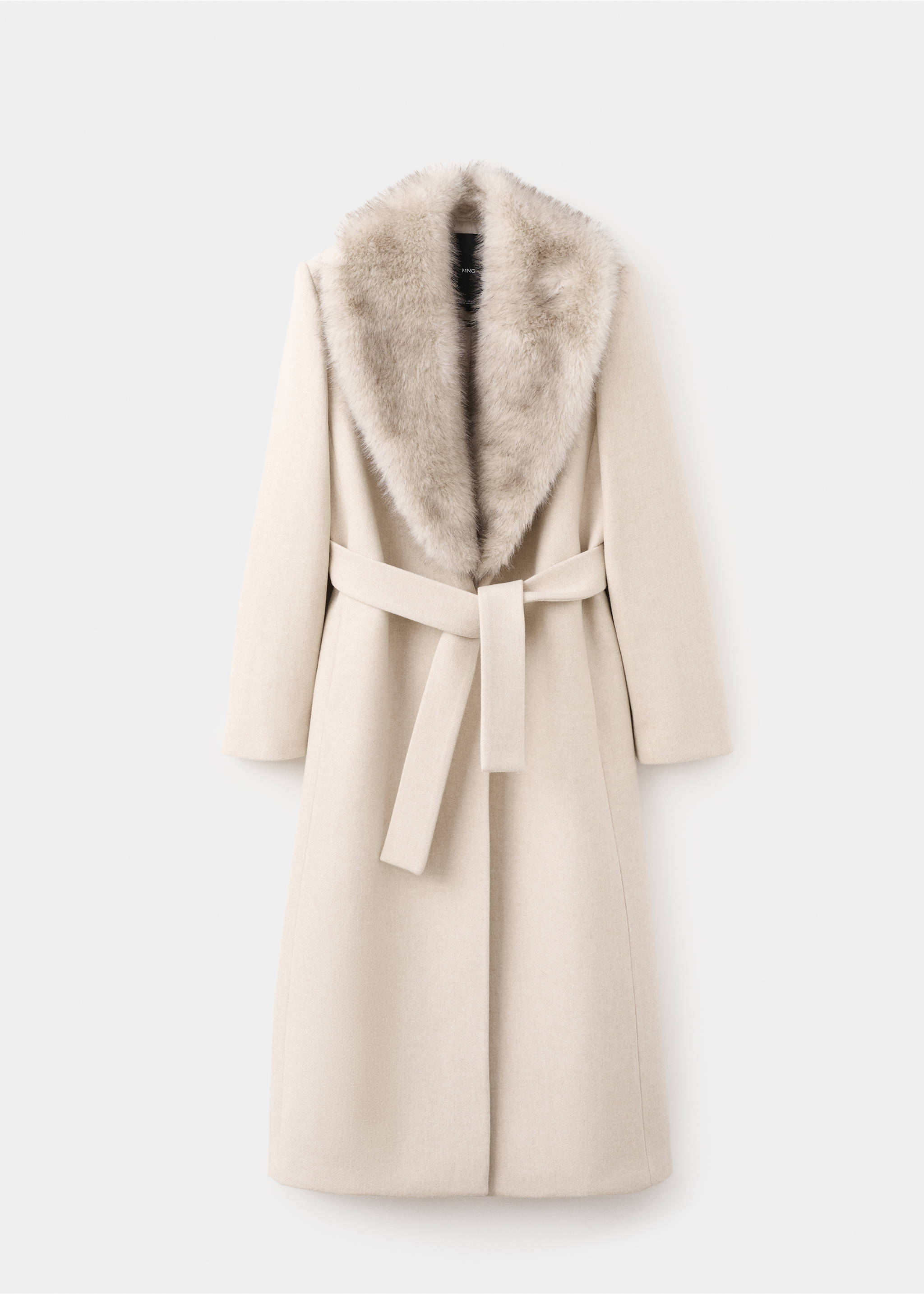 Manteco wool coat with fur collar - Article without model, Light/Pastel Grey. Ref: 27031309-00.