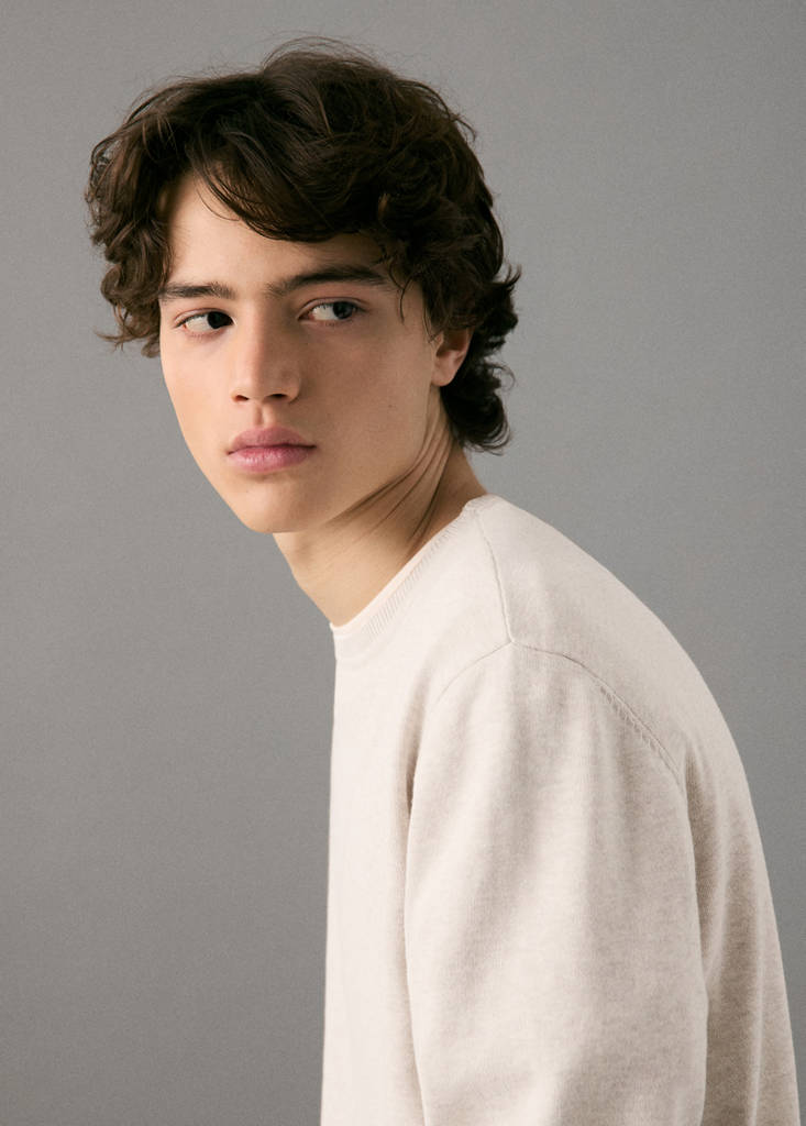 Knitted cotton sweater — Sand