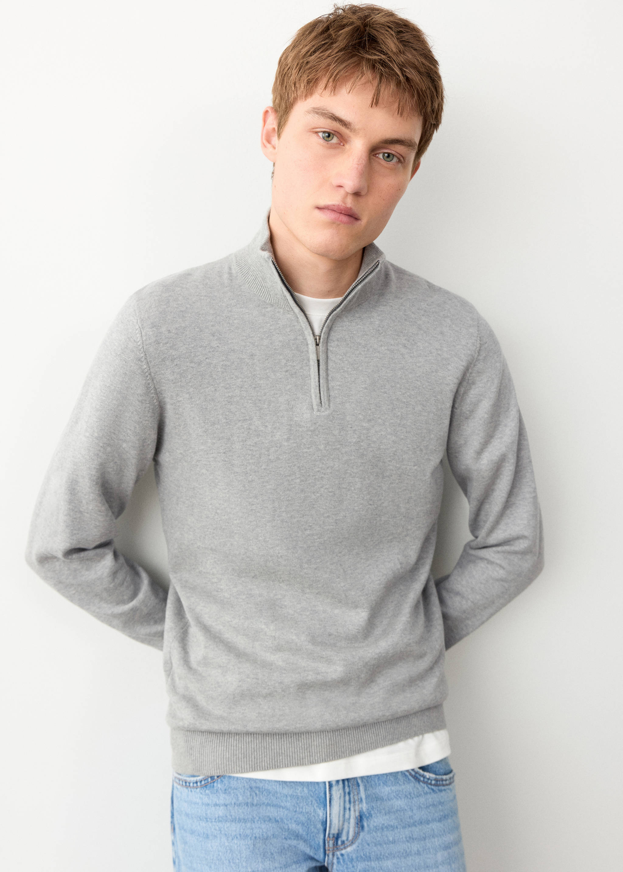 Pullover mit Perkins-Kragen - Mittlere Ansicht