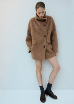 Wool-blend funnel-neck coat — Brown 2