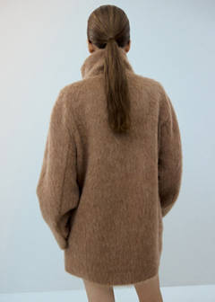 Wool-blend funnel-neck coat — Brown 3