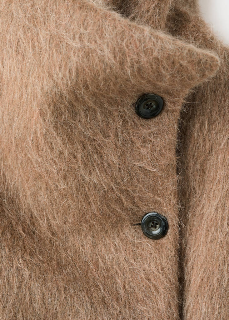 Wool-blend funnel-neck coat — Brown
