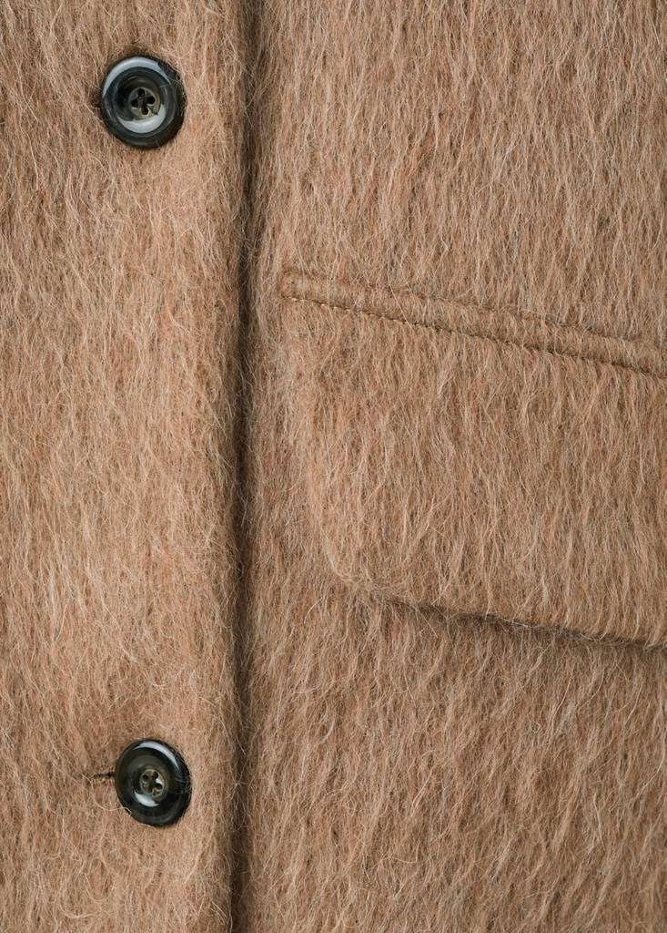 Wool-blend funnel-neck coat — Brown