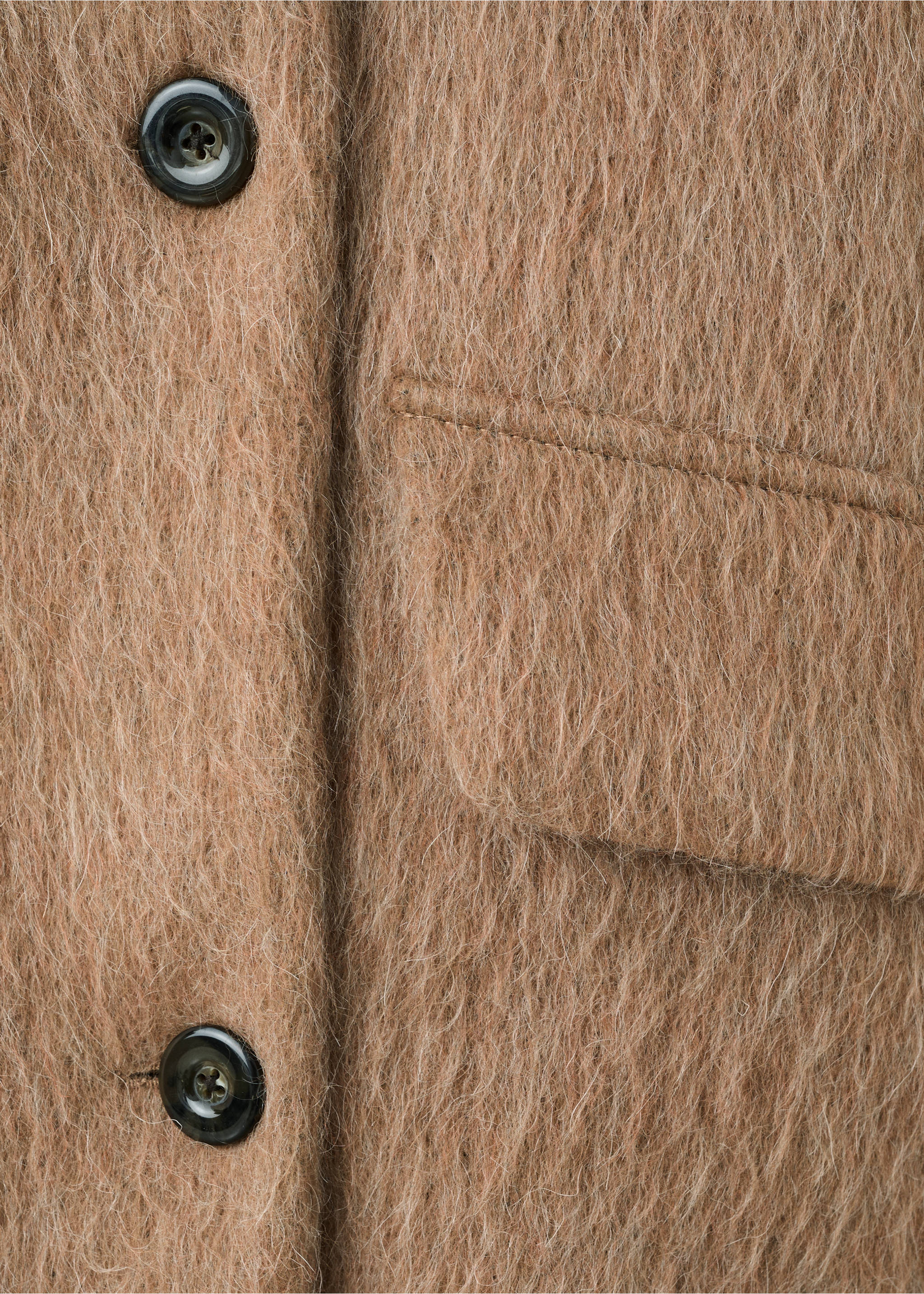 Wool-blend funnel-neck coat - Details of the article 0, Brown. Ref: 27031314-00.