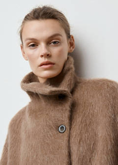 Wool-blend funnel-neck coat — Brown 13
