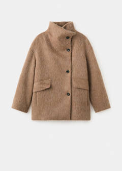 Wool-blend funnel-neck coat — Brown 6