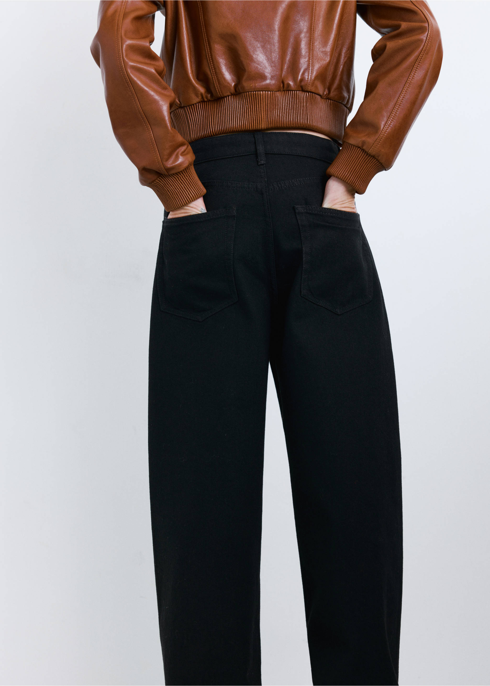 Džíny balloon se středně vysokým pasem - Detail zboží 6, Black denim. Ref: 27031315-00.