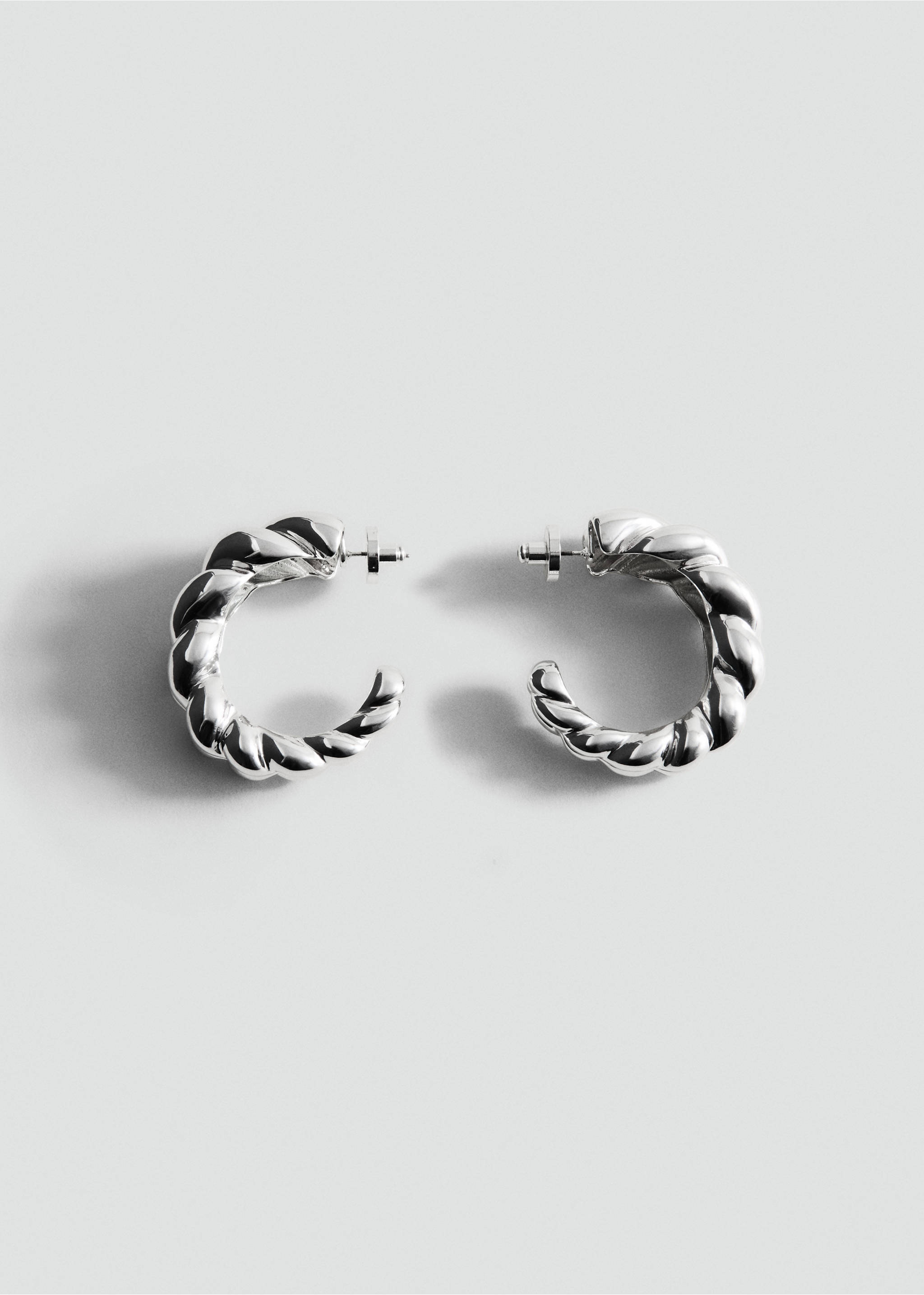 Embossed hoop earrings - Article without model, Silver. Ref: 27031319-00.
