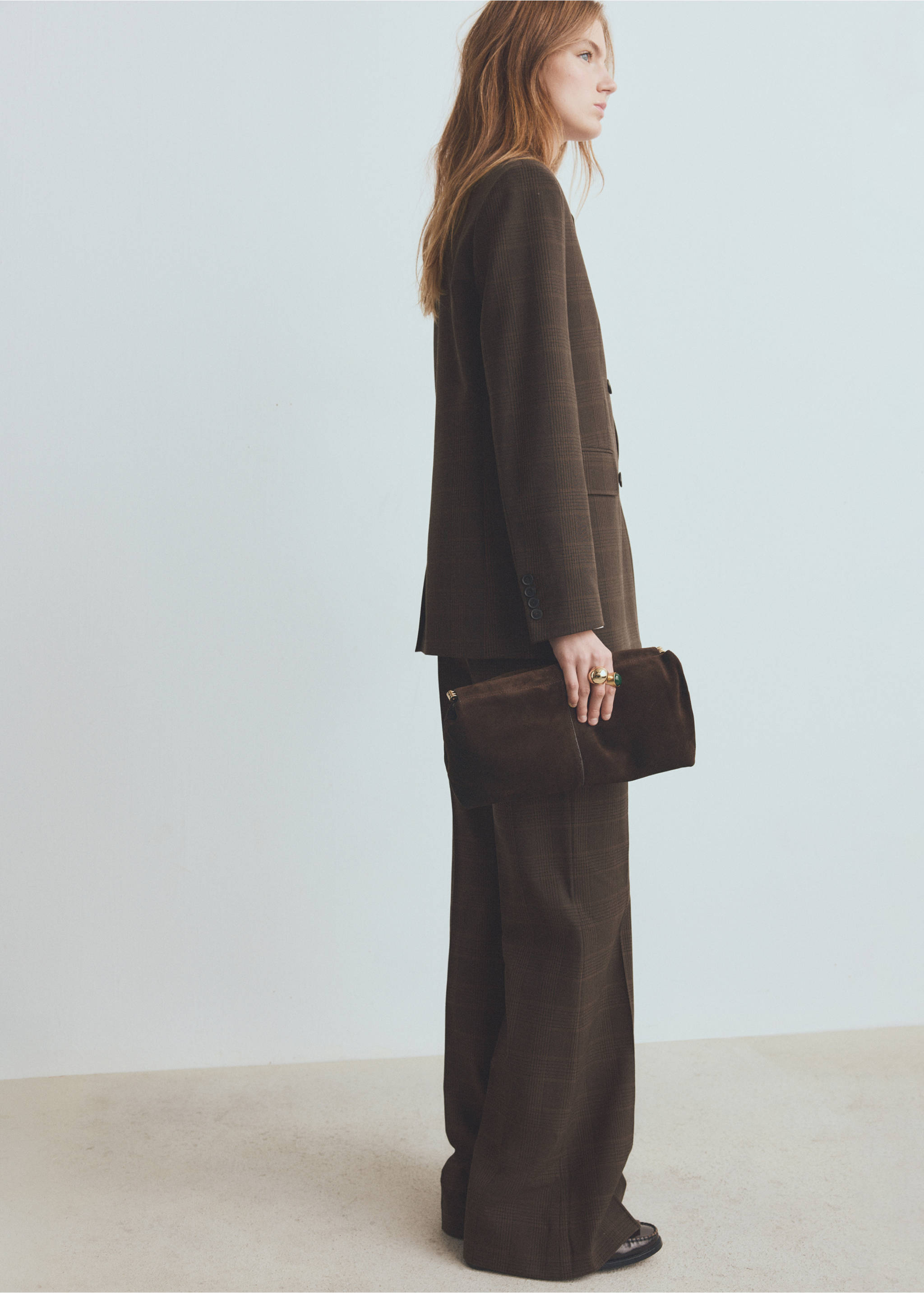 格子西装长裤 - null, 褐色. Ref: 27031324-00.