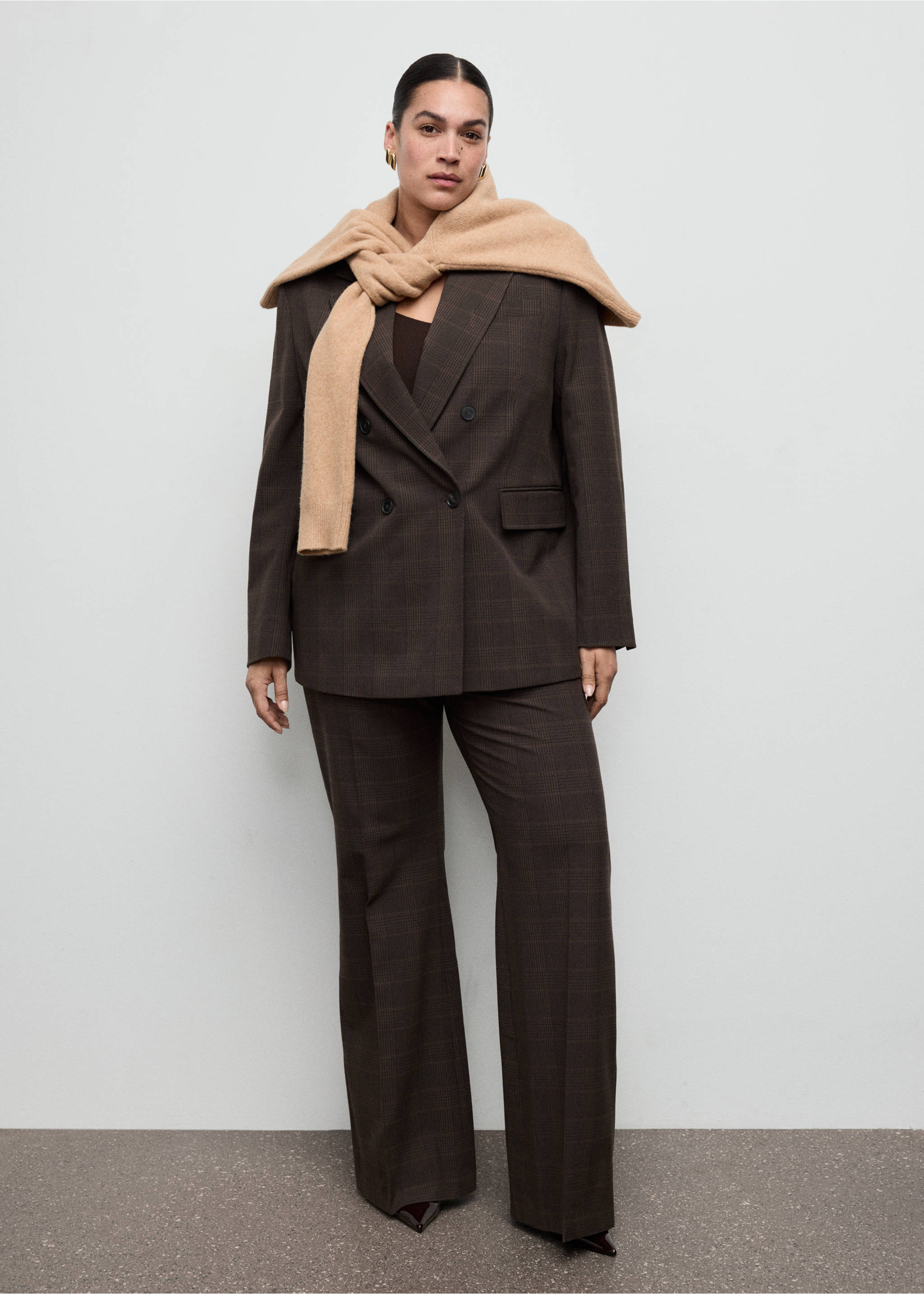 格子西装长裤 - null, 褐色. Ref: 27031324-00.