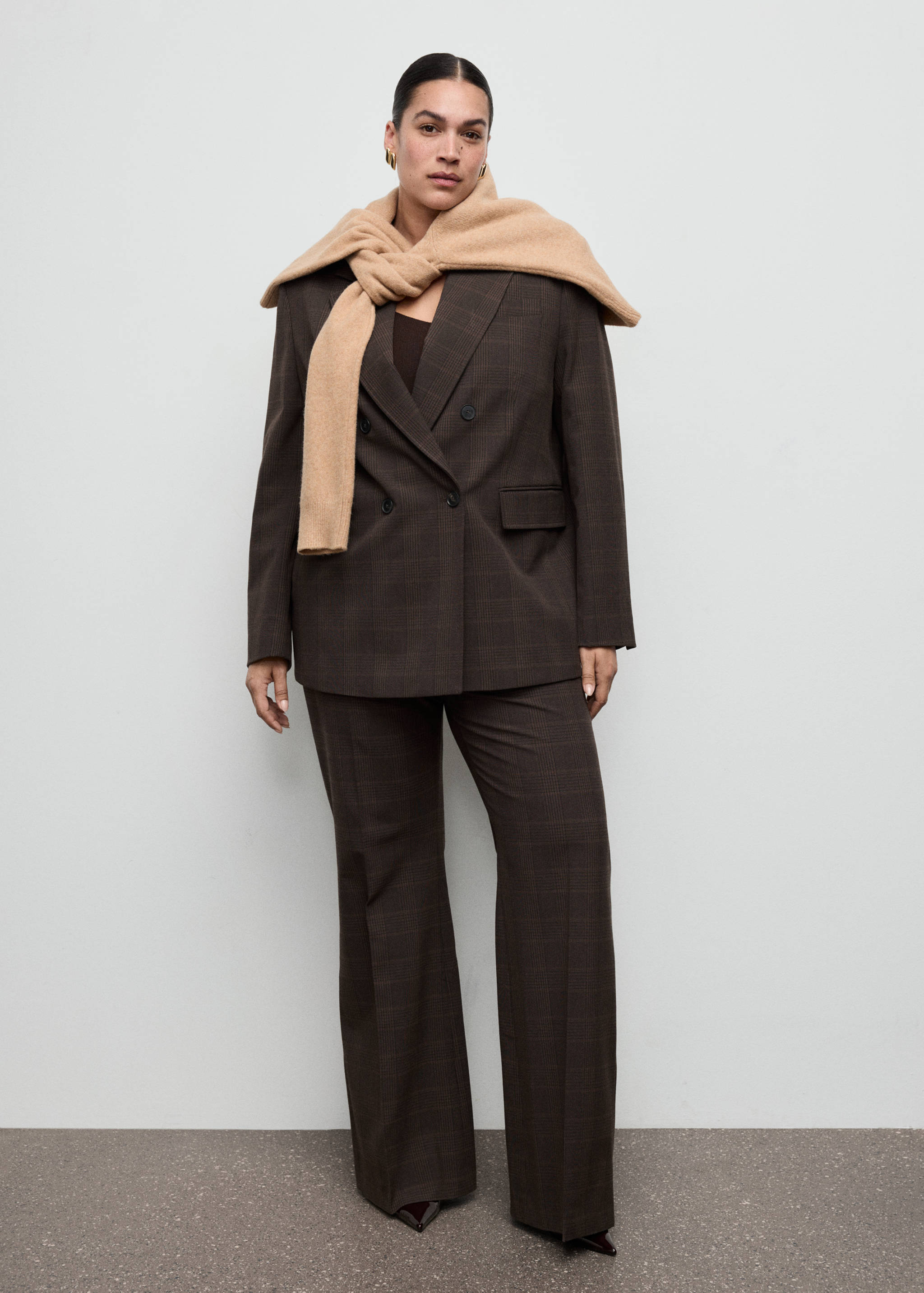 格子西装长裤 - null