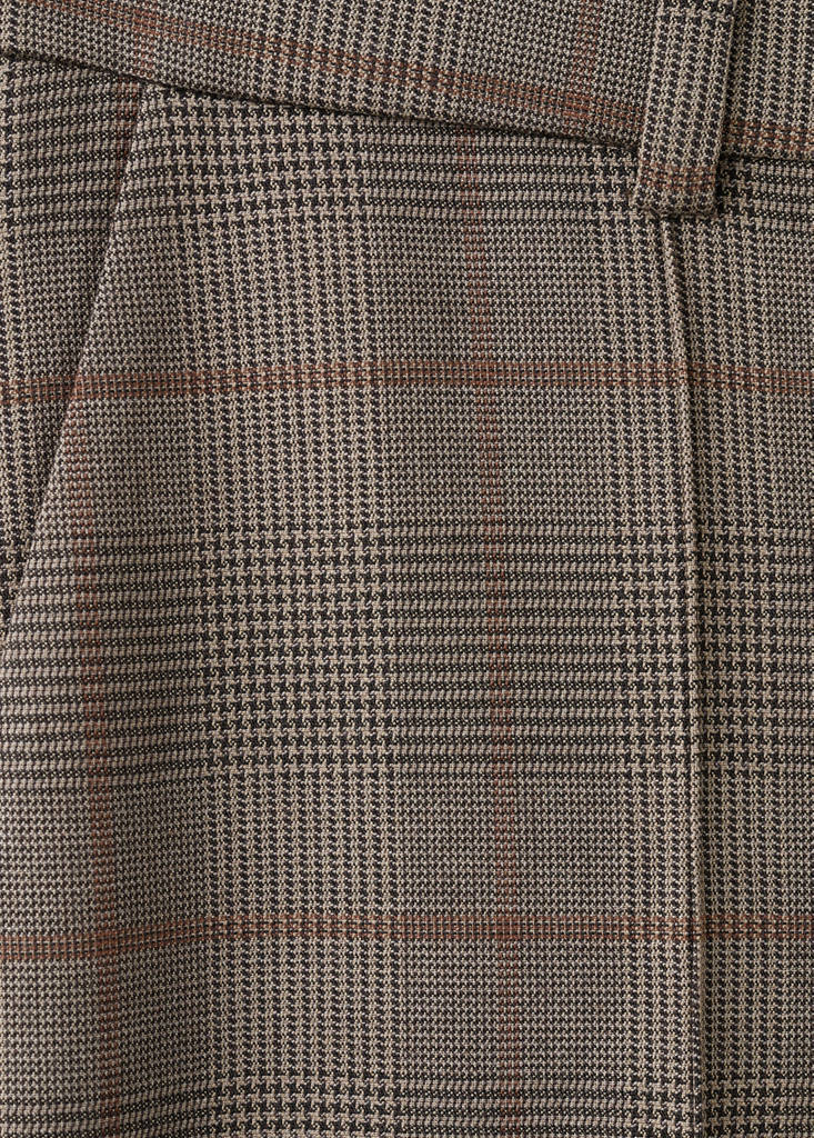 Wool-blend check trousers — Brown