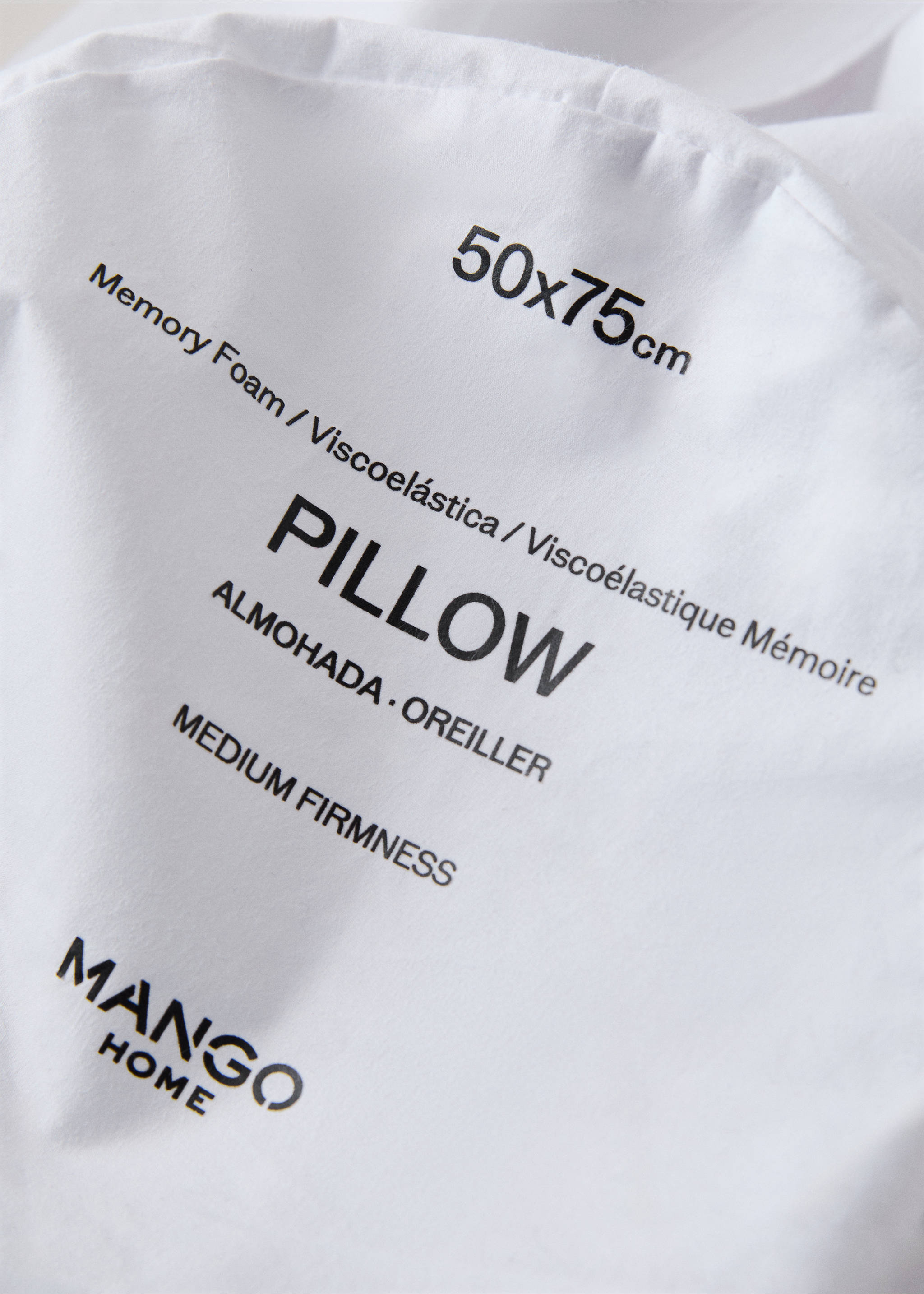Viscoelastic cotton pillow filling 50x75 cm - Details of the article 3, White. Ref: 27031326-00.
