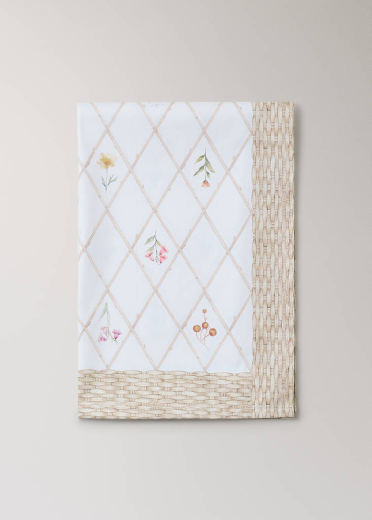 Resin-coated tablecloth with floral motifs for 2 to 4 guests — Peach