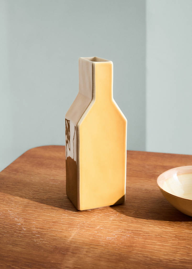 Medium contrast colour stoneware vase — Mustard